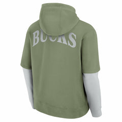 Milwaukee Bucks Elements Sleek Pullover Hoodie Olive | Fanatics Near Me