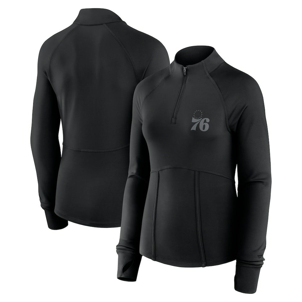 Philadelphia 76ers Women's Elements Match Raglan Quarter-Zip Top Black | Fanatics online