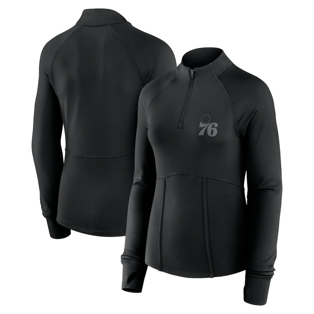 Philadelphia 76ers Women's Elements Match Raglan Quarter-Zip Top Black | Fanatics online