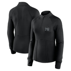 Philadelphia 76ers Women's Elements Match Raglan Quarter-Zip Top Black | Fanatics online
