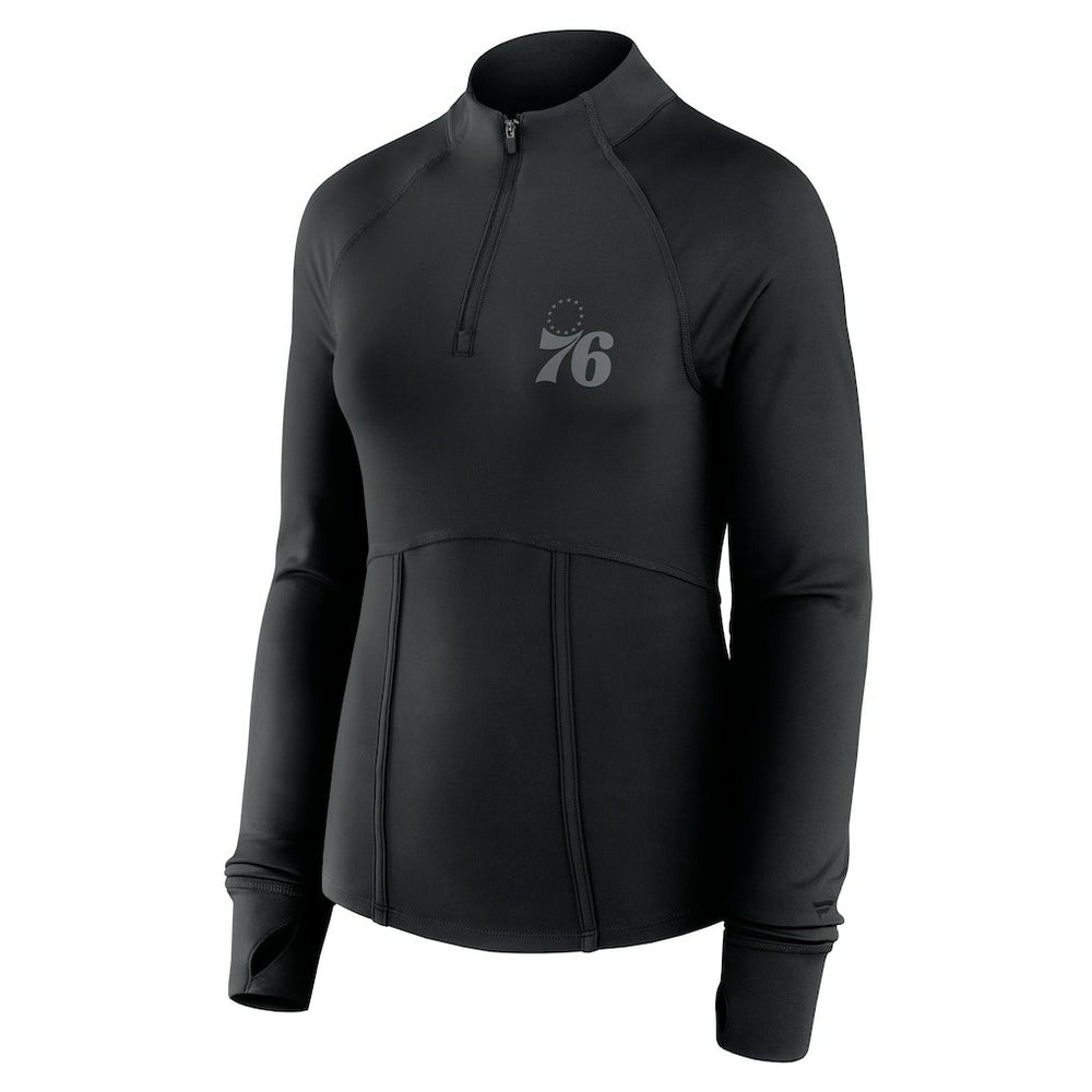 Philadelphia 76ers Women's Elements Match Raglan Quarter-Zip Top Black | Fanatics online