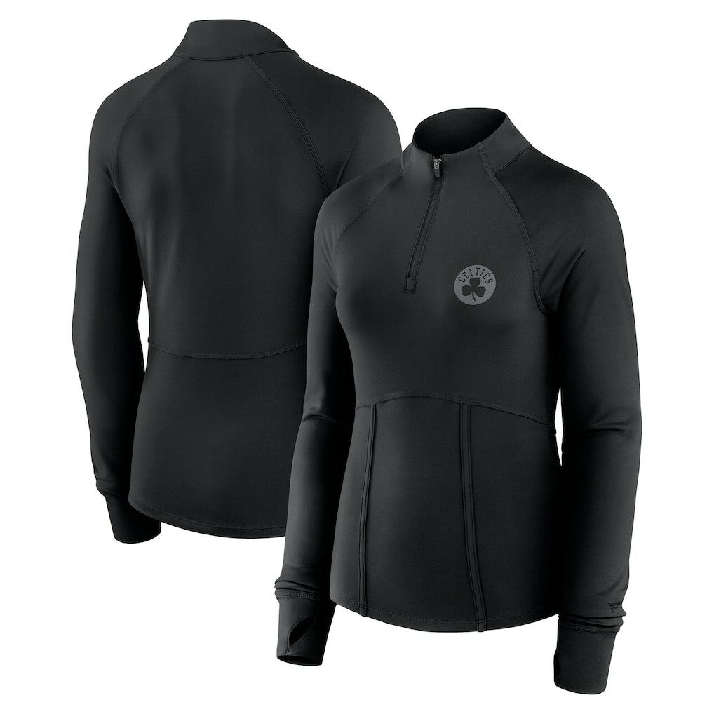 Boston Celtics Women's Elements Match Raglan Quarter-Zip Top Black | Fanatics for sale