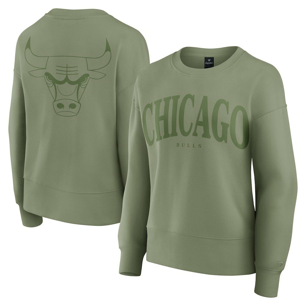 Chicago Bulls Women's Elements Flow Pullover Sweatshirt for sale Olive | Fanatics US