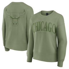 Chicago Bulls Women's Elements Flow Pullover Sweatshirt for sale Olive | Fanatics US