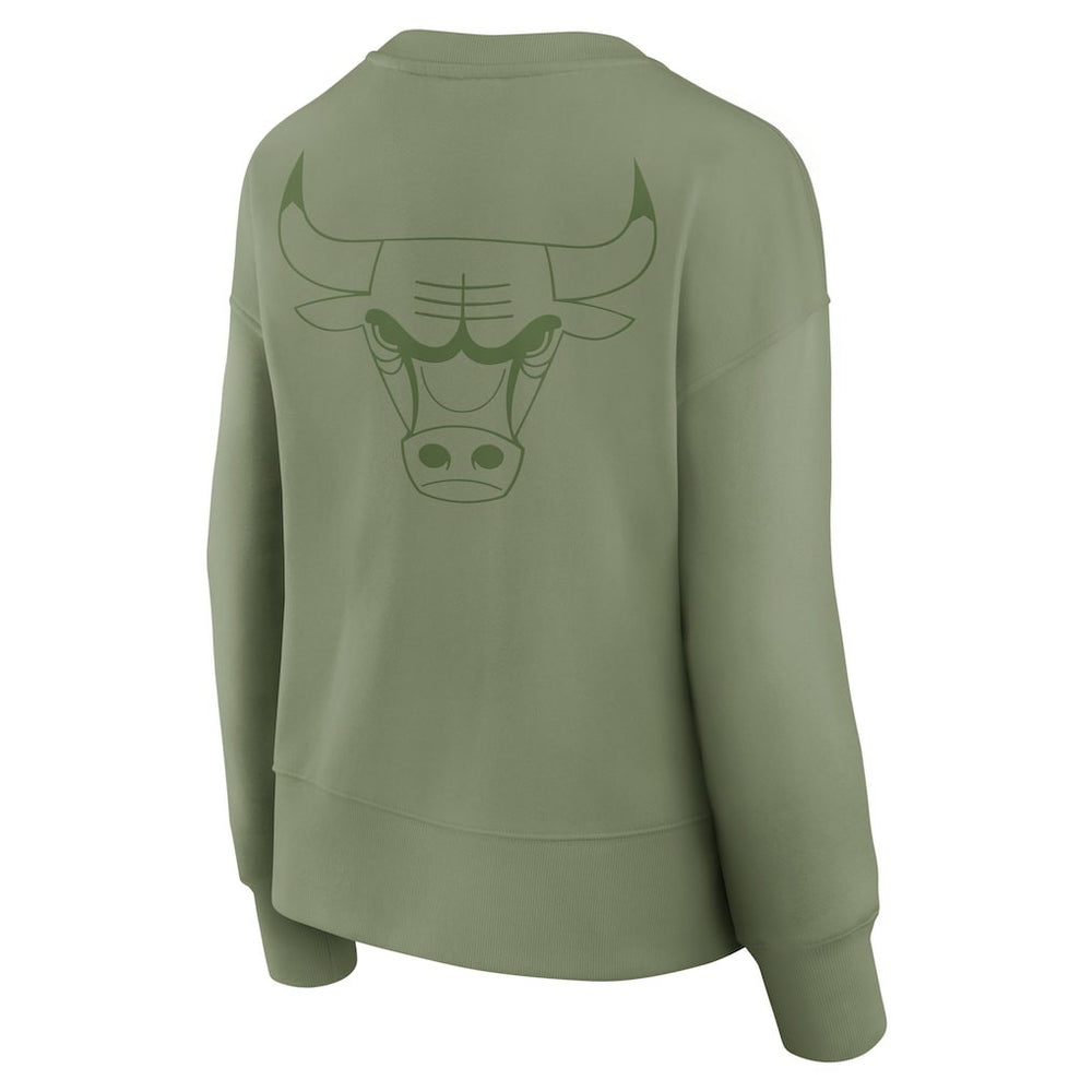 Chicago Bulls Women's Elements Flow Pullover Sweatshirt for sale Olive | Fanatics US