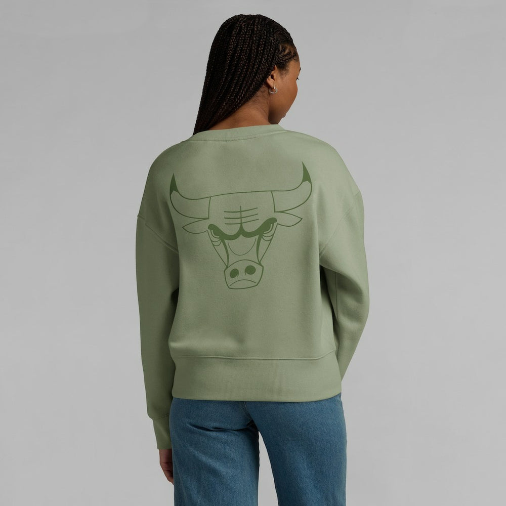 Chicago Bulls Women's Elements Flow Pullover Sweatshirt for sale Olive | Fanatics US