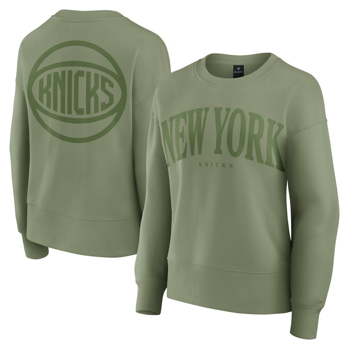 New York Knicks Women's Elements Flow Pullover Sweatshirt Olive | Fanatics outlet