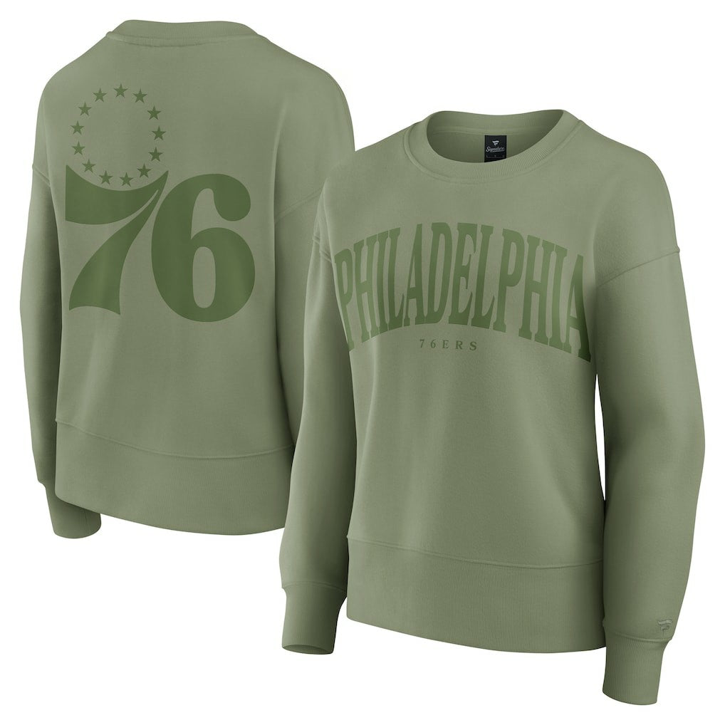 Philadelphia 76ers Women's Elements Flow Pullover Sweatshirt Olive | Fanatics outlet
