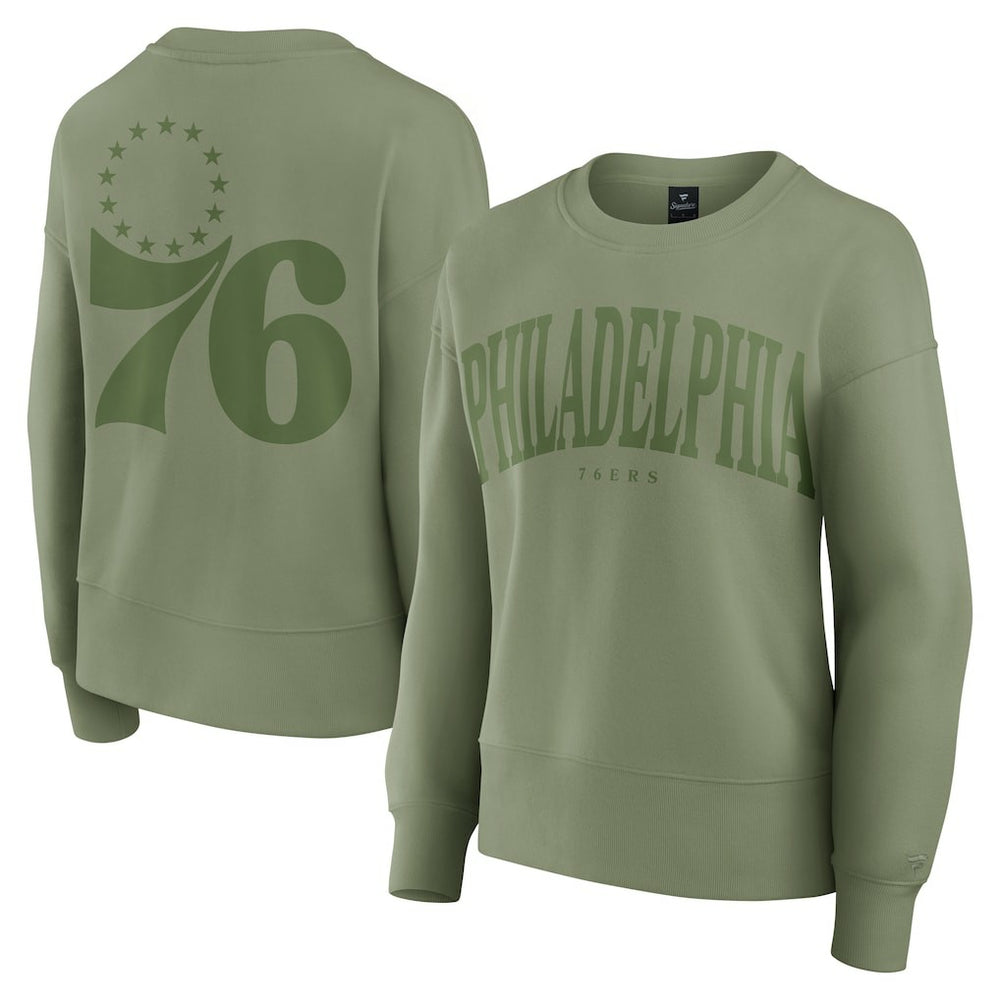 Philadelphia 76ers Women's Elements Flow Pullover Sweatshirt Olive | Fanatics outlet