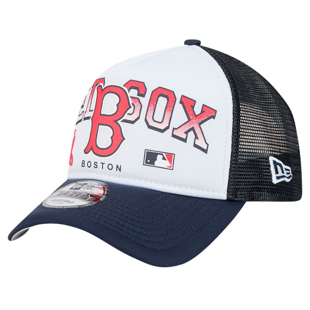 Boston Red Sox New Era Retro Wordmark 9FORTY A-Frame Trucker Adjustable Hat - White - New Era Online