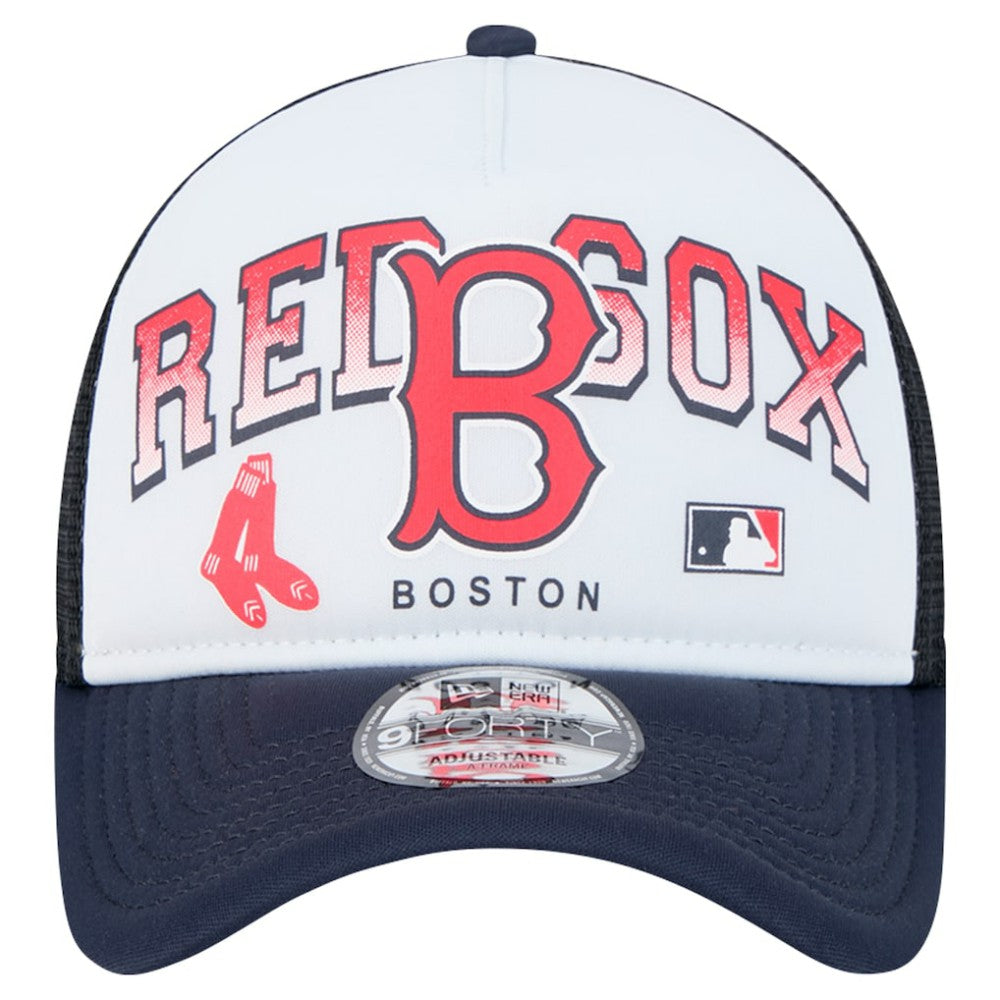 Boston Red Sox New Era Retro Wordmark 9FORTY A-Frame Trucker Adjustable Hat - White - New Era Online