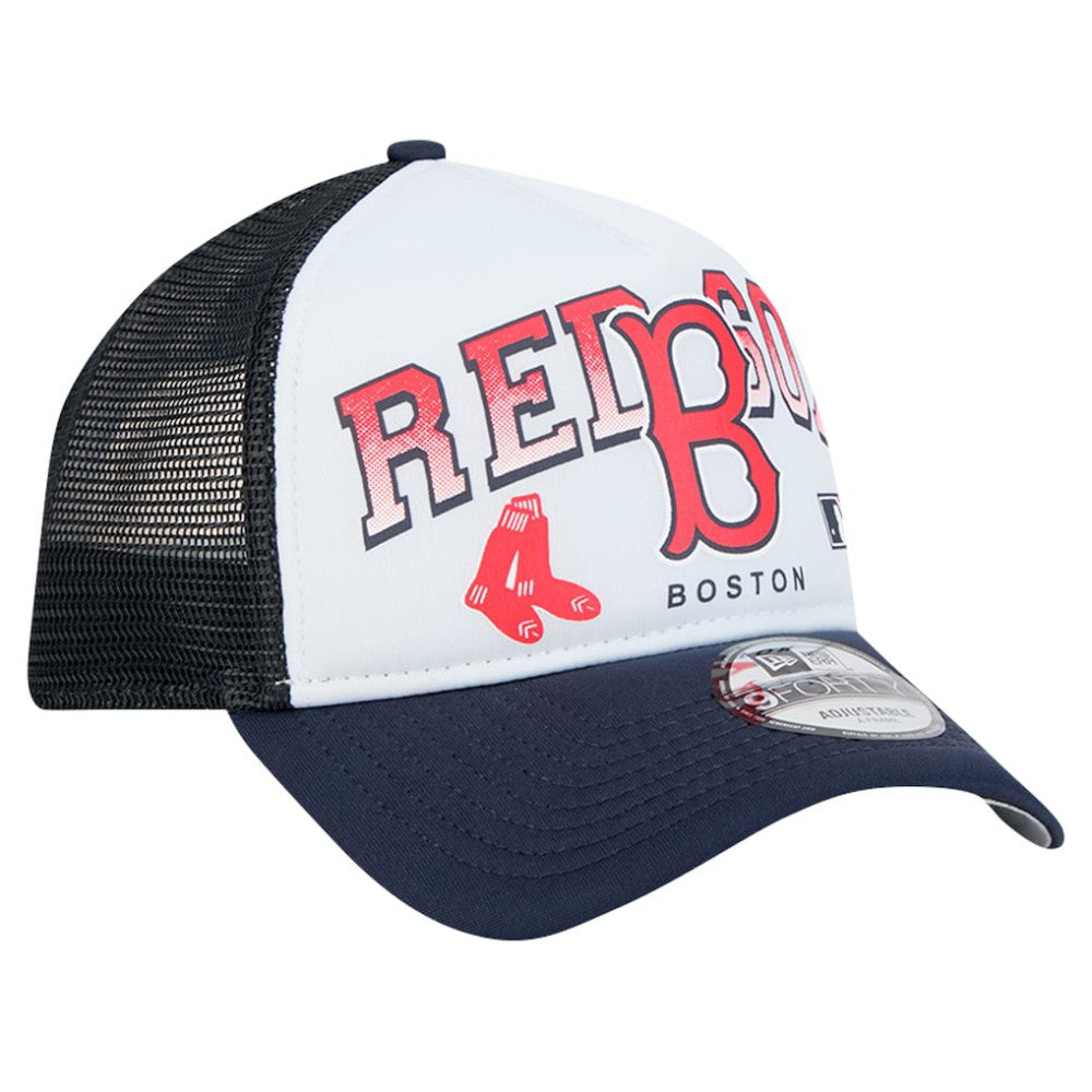 Boston Red Sox New Era Retro Wordmark 9FORTY A-Frame Trucker Adjustable Hat - White - New Era Online