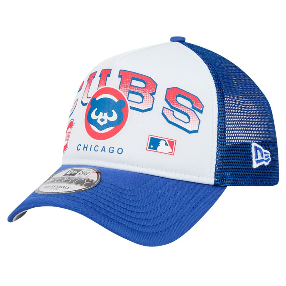 Chicago Cubs New Era Retro Wordmark 9FORTY A-Frame Trucker Adjustable Hat - White - New Era Discount