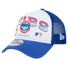 Chicago Cubs New Era Retro Wordmark 9FORTY A-Frame Trucker Adjustable Hat - White - New Era Discount