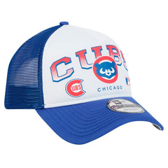 Chicago Cubs New Era Retro Wordmark 9FORTY A-Frame Trucker Adjustable Hat - White - New Era Discount