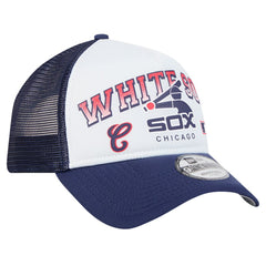 Chicago White Sox New Era Retro Wordmark 9FORTY A-Frame Trucker Adjustable Hat - White - New Era Online