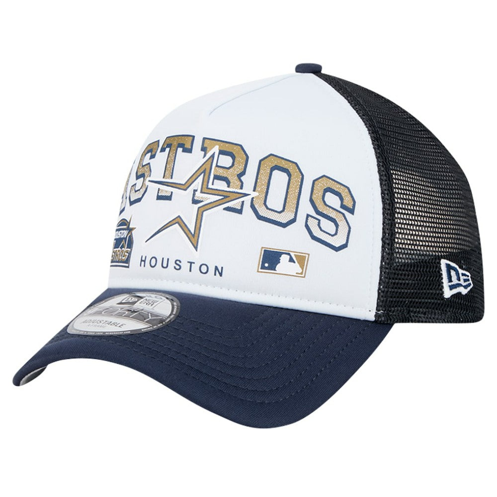 Houston Astros New Era Retro Wordmark 9FORTY A-Frame Trucker Adjustable Hat - White - New Era Online
