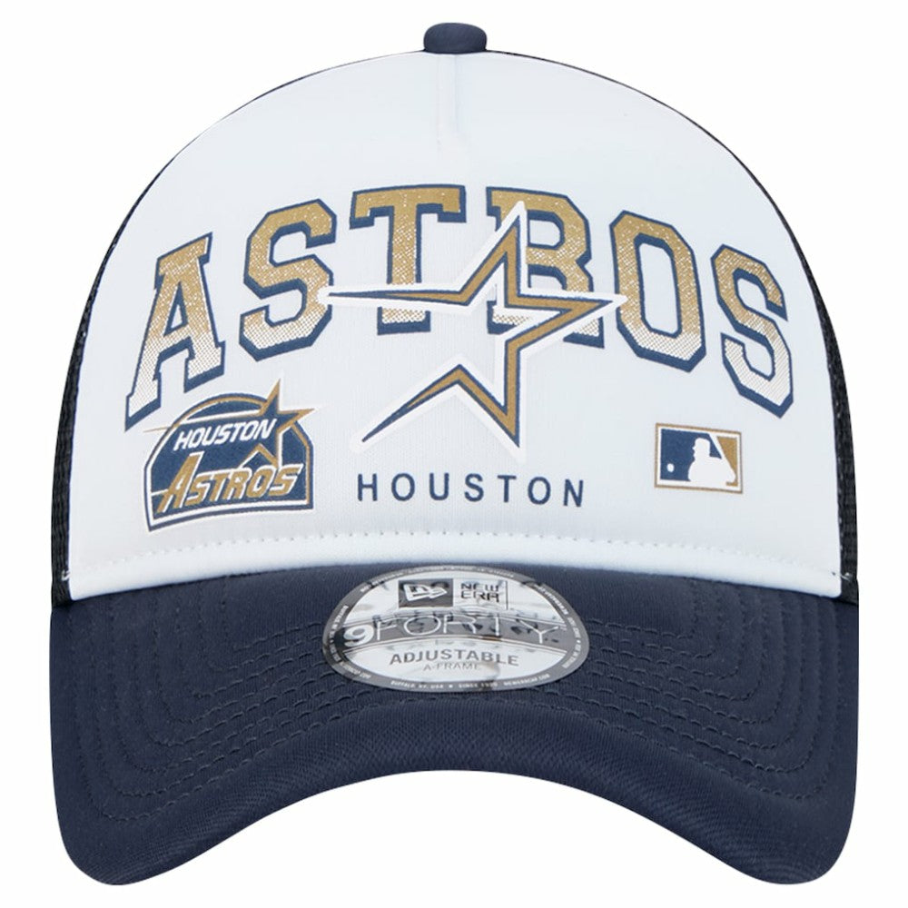 Houston Astros New Era Retro Wordmark 9FORTY A-Frame Trucker Adjustable Hat - White - New Era Online