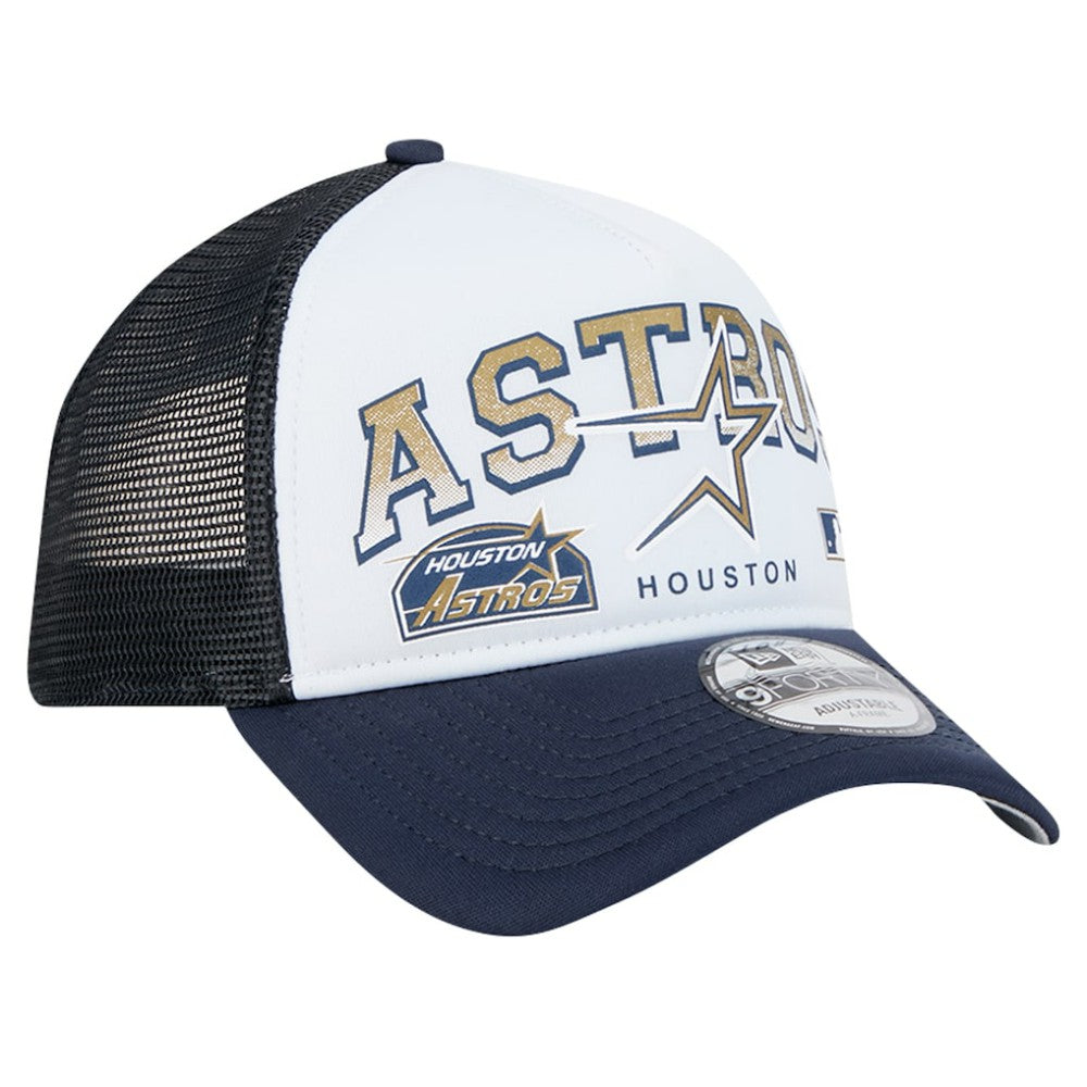 Houston Astros New Era Retro Wordmark 9FORTY A-Frame Trucker Adjustable Hat - White - New Era Online