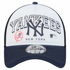 New York Yankees New Era Retro Wordmark 9FORTY A-Frame Trucker Adjustable Hat - White - New Era Discount