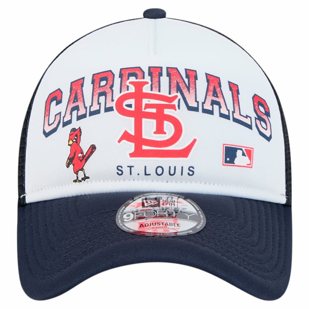St. Louis Cardinals New Era Retro Wordmark 9FORTY A-Frame Trucker Adjustable Hat - White - New Era Discount