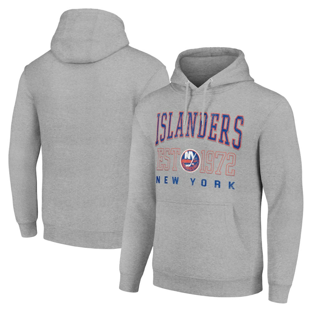 New York Islanders Starter Retro Graphic Pullover Hoodie - Heather Gray - NHL 201066219