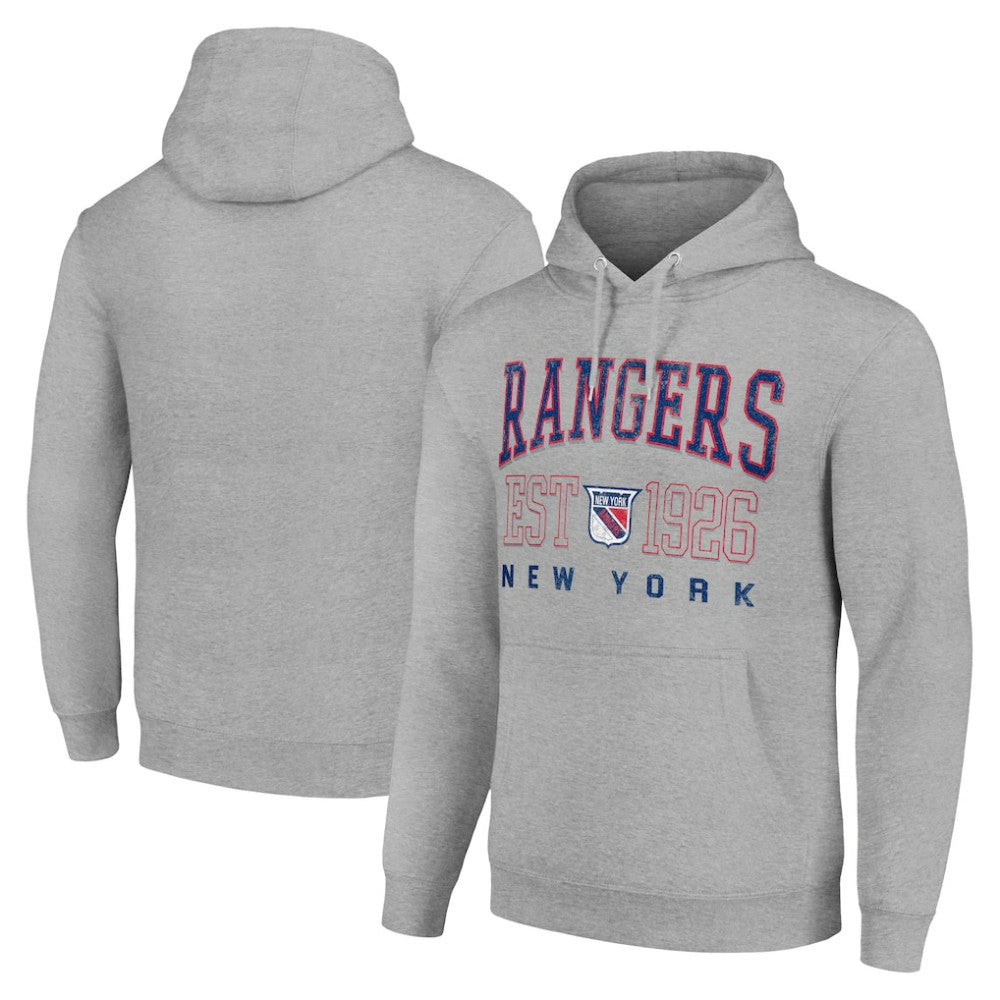 New York Rangers Starter Retro Graphic Pullover Hoodie - Heather Gray - NHL 201066220