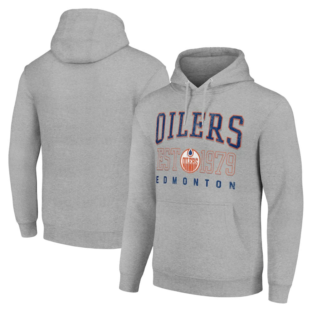 Edmonton Oilers Starter Retro Graphic Pullover Hoodie - Heather Gray - NHL 201066226