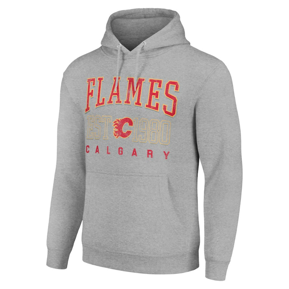 Calgary Flames Starter Retro Graphic Pullover Hoodie - Heather Gray - NHL 201066276