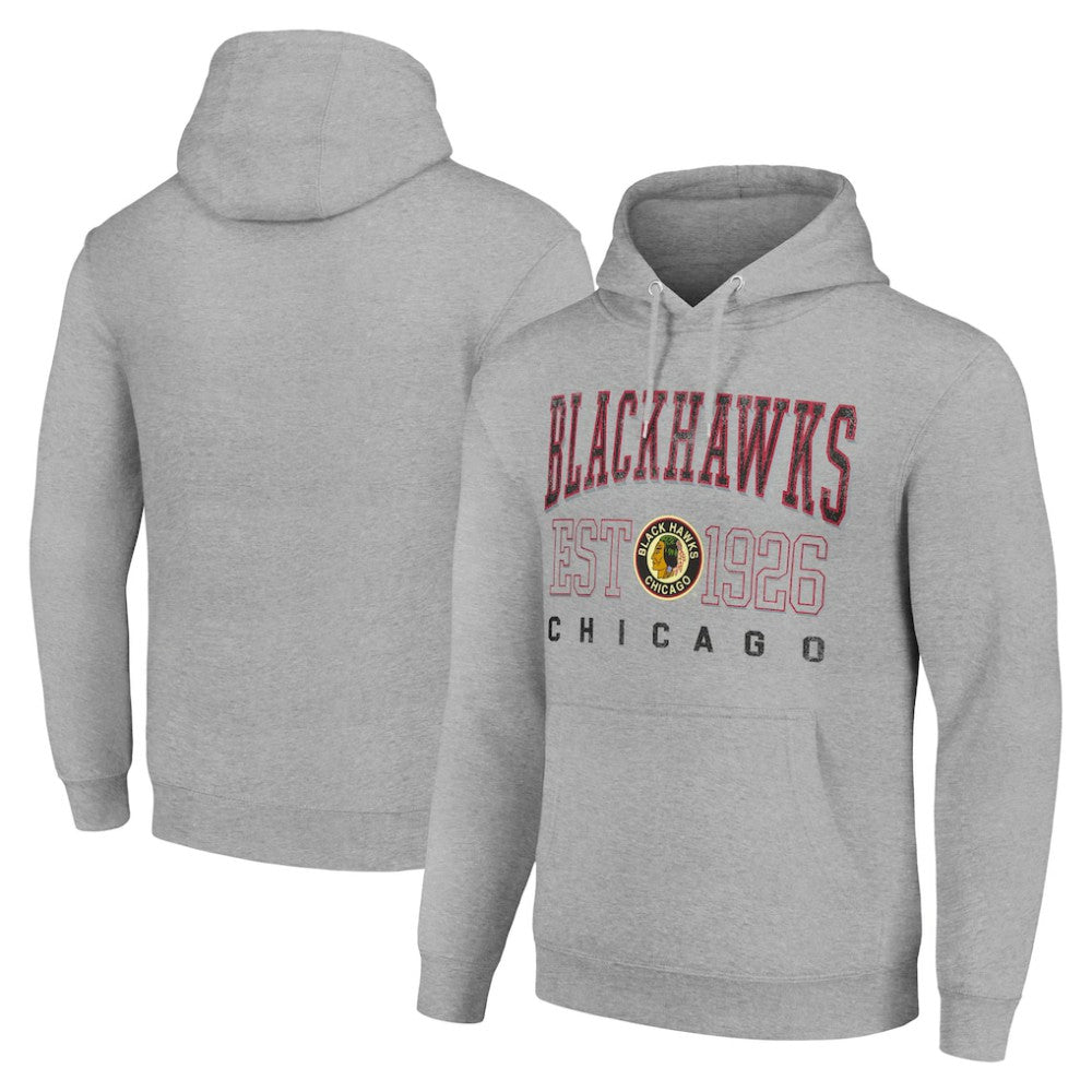 Chicago Blackhawks Starter Retro Graphic Pullover Hoodie - Heather Gray - NHL 201066278