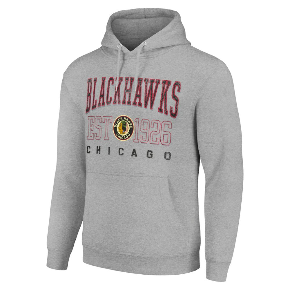 Chicago Blackhawks Starter Retro Graphic Pullover Hoodie - Heather Gray - NHL 201066278