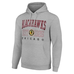 Chicago Blackhawks Starter Retro Graphic Pullover Hoodie - Heather Gray - NHL 201066278