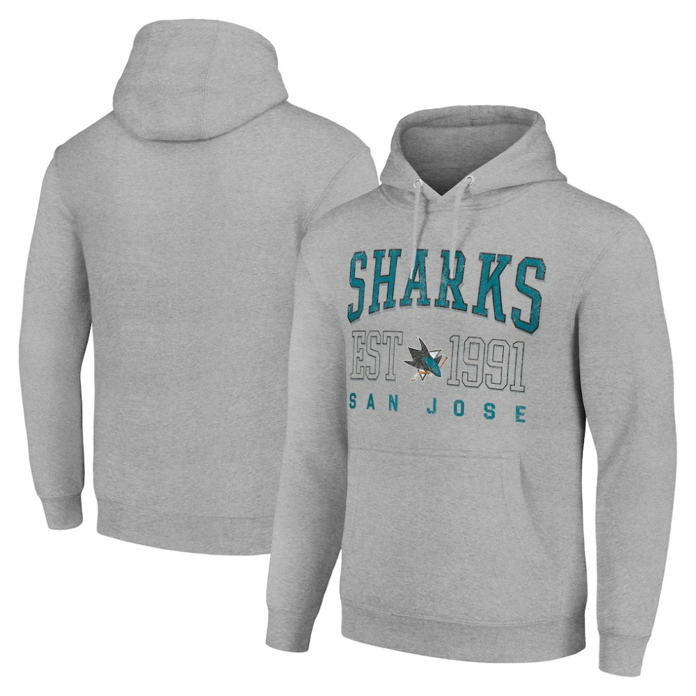 San Jose Sharks Starter Graphic Pullover Hoodie - Heather Gray - NHL 201066290