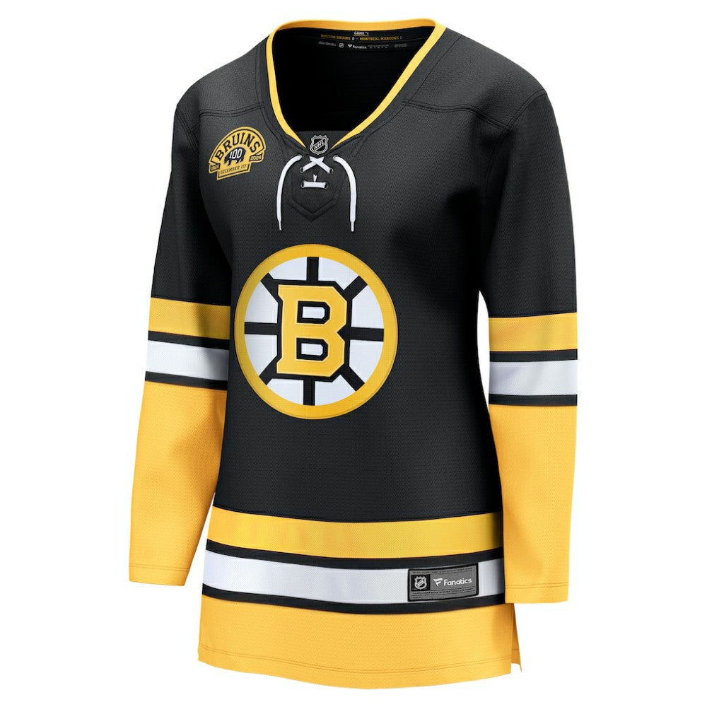 Boston Bruins Fanatics Women's Alternate 100th Anniversary Breakaway Jersey - Black - NHL 201066462