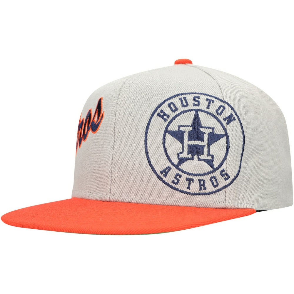 Houston Astros Mitchell & Ness Knock Out Panel Snapback Hat - Gray/Orange - Mitchell & Ness Sale
