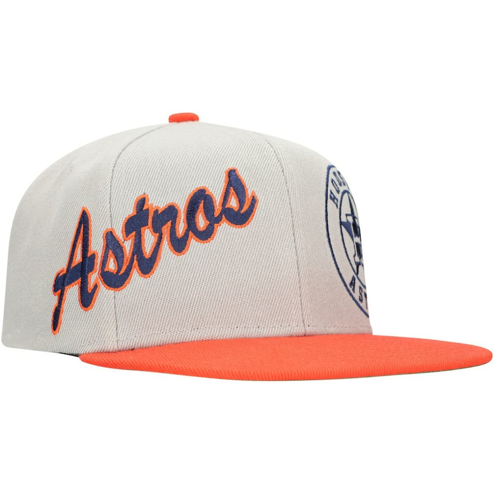 Houston Astros Mitchell & Ness Knock Out Panel Snapback Hat - Gray/Orange - Mitchell & Ness Sale
