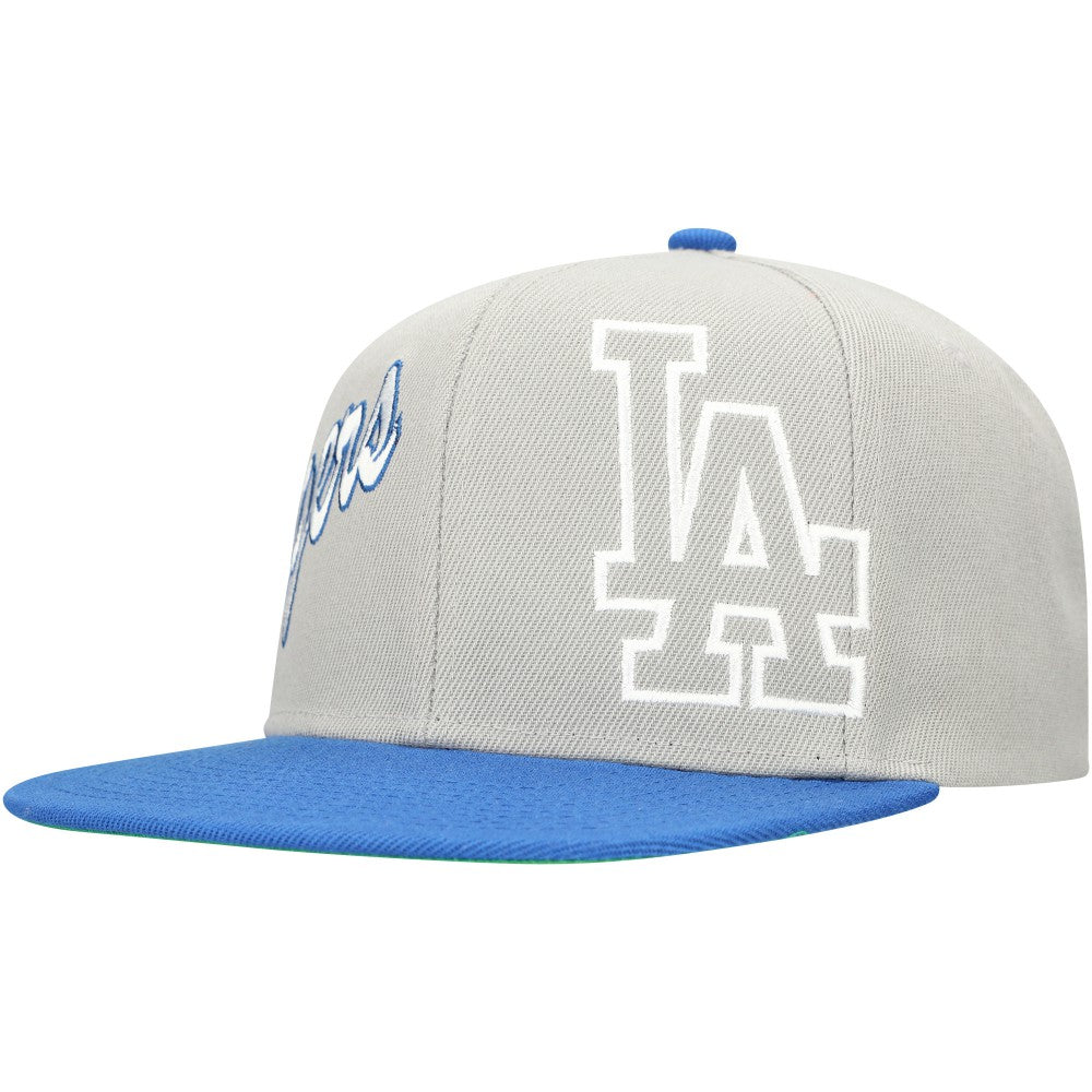 Los Angeles Dodgers Mitchell & Ness Knock Out Panel Snapback Hat - Gray/Royal - Mitchell & Ness Sale