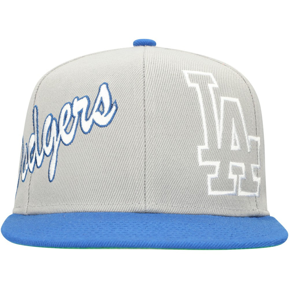 Los Angeles Dodgers Mitchell & Ness Knock Out Panel Snapback Hat - Gray/Royal - Mitchell & Ness Sale