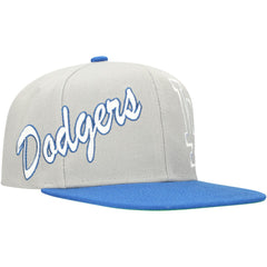 Los Angeles Dodgers Mitchell & Ness Knock Out Panel Snapback Hat - Gray/Royal - Mitchell & Ness Sale