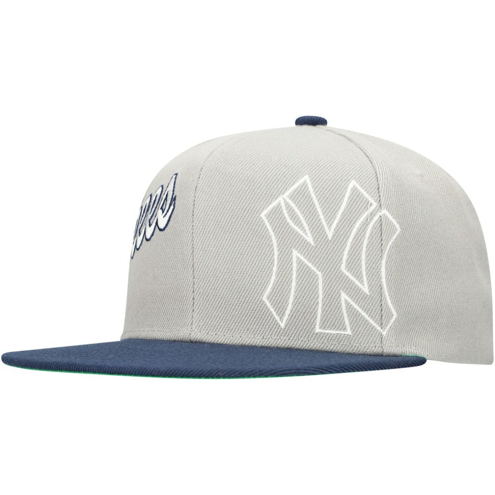 New York Yankees Mitchell & Ness Knock Out Panel Snapback Hat - Gray - Mitchell & Ness on Sale