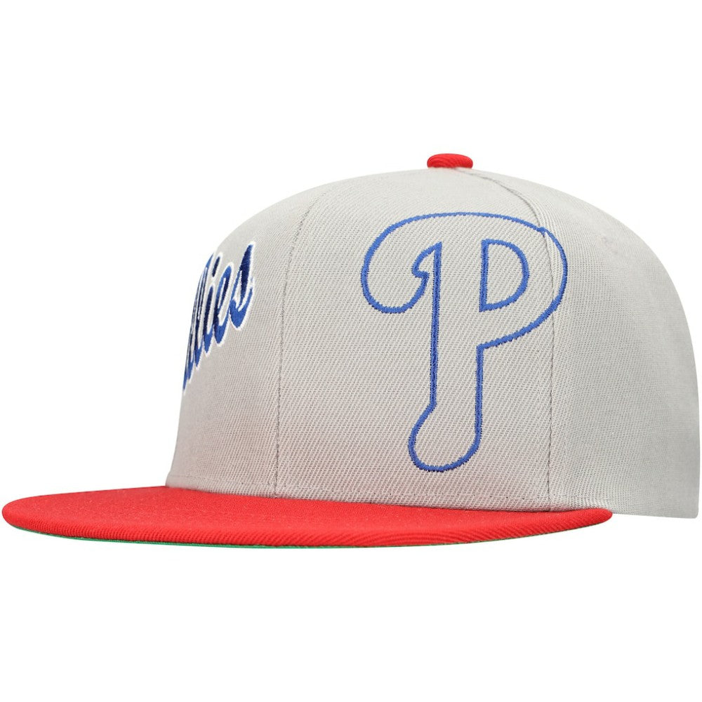 Philadelphia Phillies Mitchell & Ness Knock Out Panel Snapback Hat - Gray - Mitchell & Ness Discount