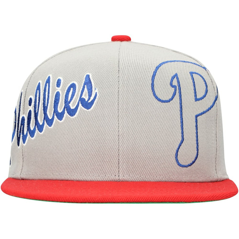 Philadelphia Phillies Mitchell & Ness Knock Out Panel Snapback Hat - Gray - Mitchell & Ness Discount