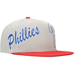 Philadelphia Phillies Mitchell & Ness Knock Out Panel Snapback Hat - Gray - Mitchell & Ness Discount