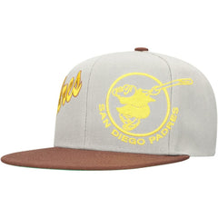 San Diego Padres Mitchell & Ness Knock Out Panel Snapback Hat - Gray/Brown - Mitchell & Ness on Sale