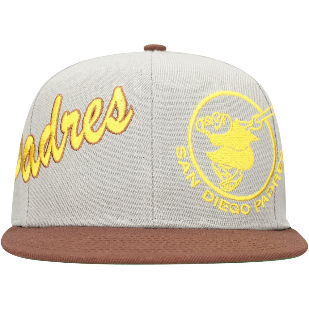 San Diego Padres Mitchell & Ness Knock Out Panel Snapback Hat - Gray/Brown - Mitchell & Ness on Sale