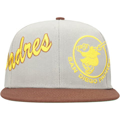 San Diego Padres Mitchell & Ness Knock Out Panel Snapback Hat - Gray/Brown - Mitchell & Ness on Sale