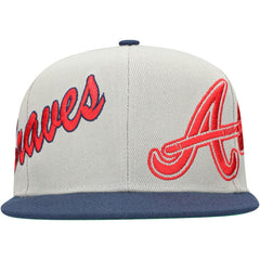 Atlanta Braves Mitchell & Ness Knock Out Panel Snapback Hat - Gray/Navy - Mitchell & Ness Discount