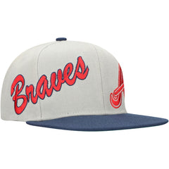 Atlanta Braves Mitchell & Ness Knock Out Panel Snapback Hat - Gray/Navy - Mitchell & Ness Discount