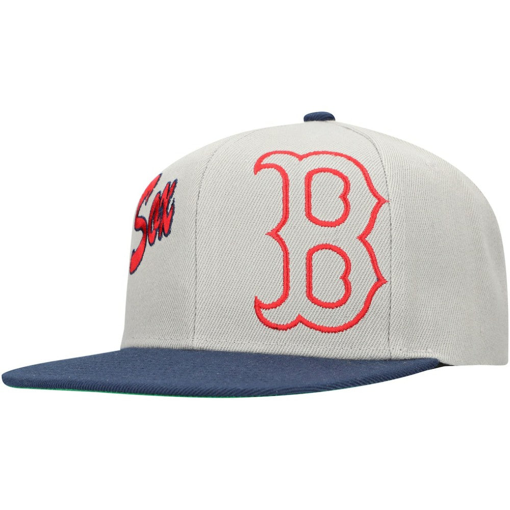 Boston Red Sox Mitchell & Ness Knock Out Panel Snapback Hat - Gray - Mitchell & Ness Online