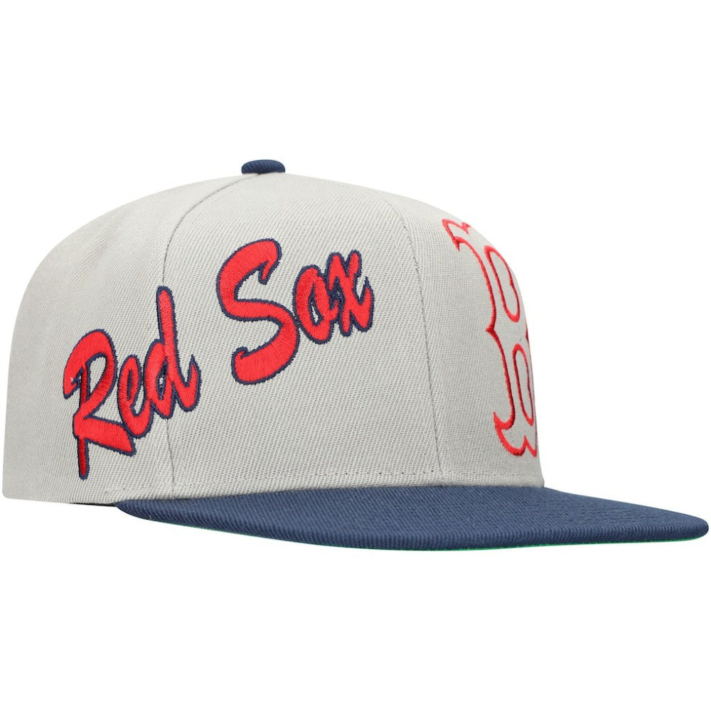 Boston Red Sox Mitchell & Ness Knock Out Panel Snapback Hat - Gray - Mitchell & Ness Online